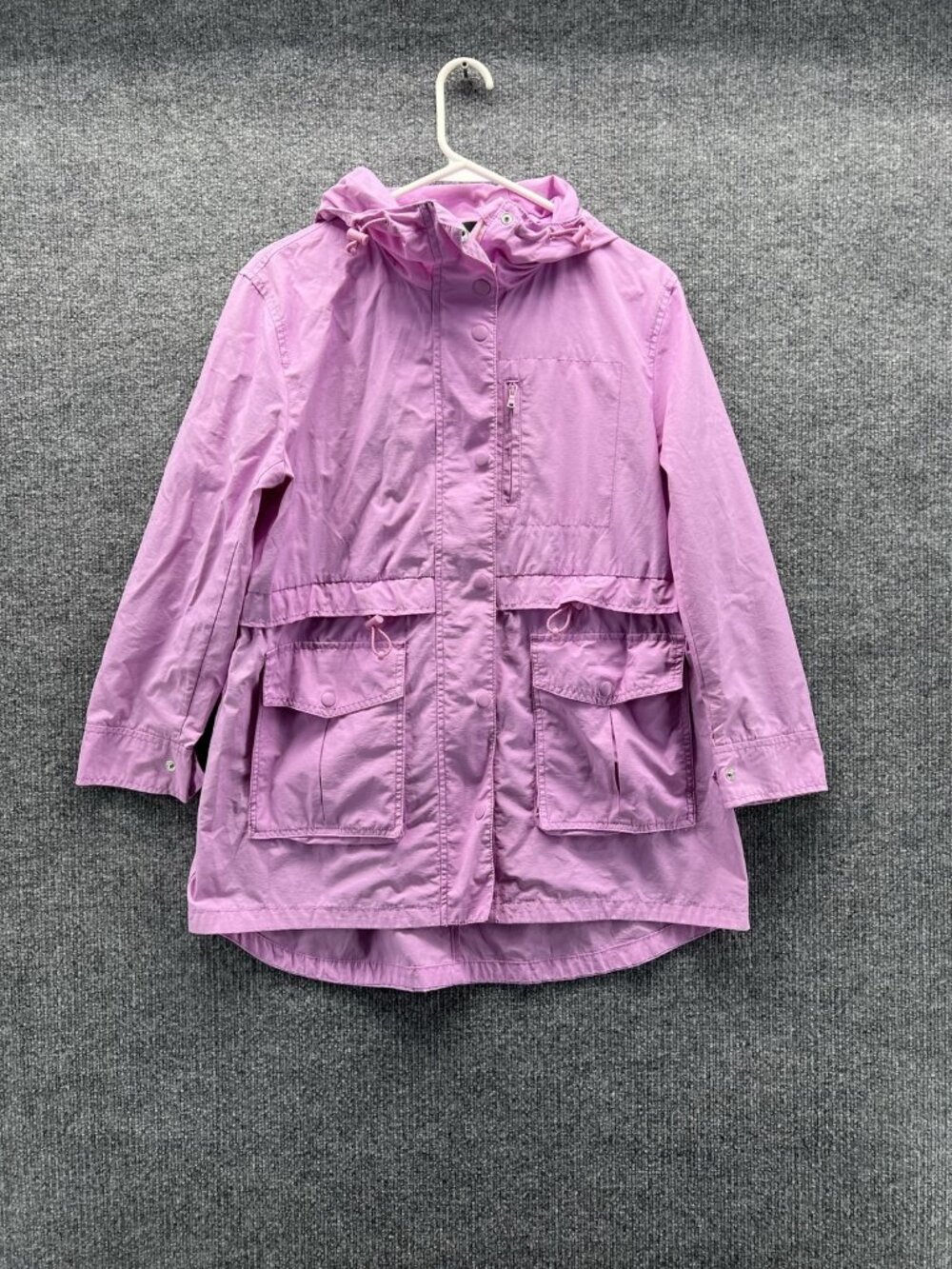 J.Crew Jacket Womens Petite PS Pink Hooded Twill Anorak Zip Drawstring Pockets